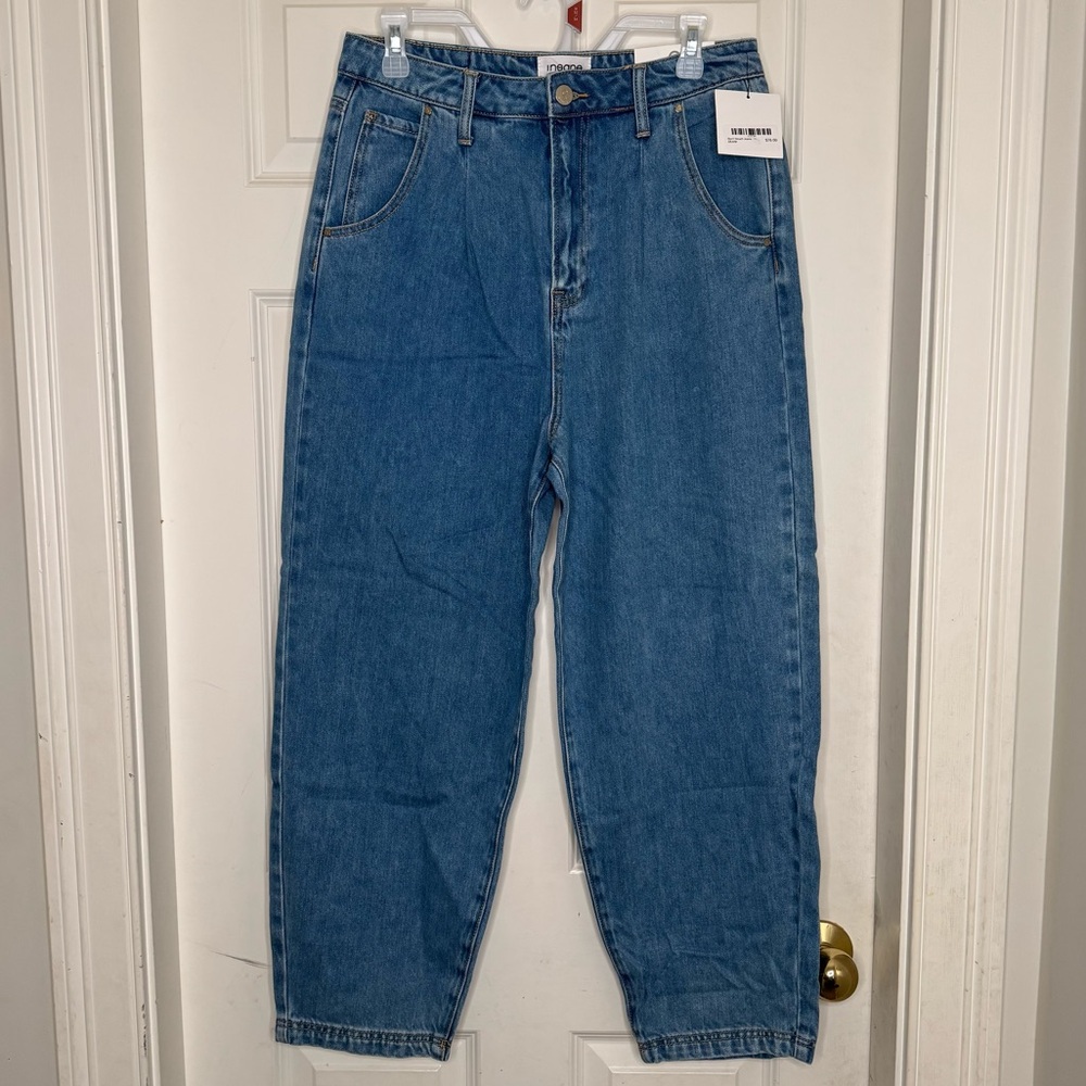 New Boutique Jeans Insane Gene High Rise Slouch Barrel Medium Light Wash Blue 29